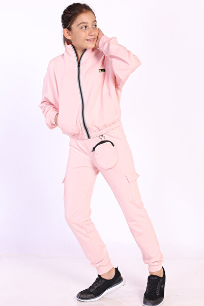 Toontoy Girl's Wallet Detailed Tracksuit Set