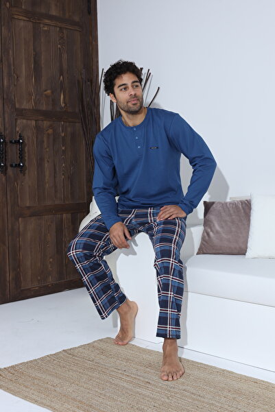 CALİA Ανδρικό σετ πιτζάμες με μακρυμάνικο μονό ζέρσεϊ