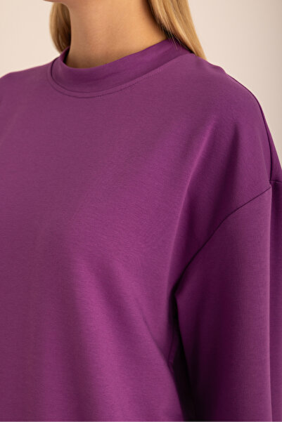 Aker Mor Logo Detaylı Rahat Kalıp Sweat