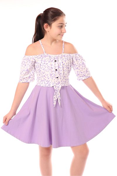 Toontoy Girl's Strappy Leopard Patterned Dress