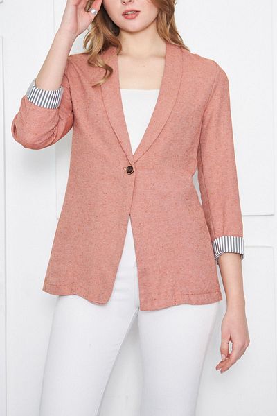 armonika Gestreifte Damenjacke mit einem Knopf und Kachelärmeln ARM-22K001122