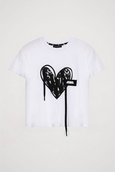 Quzu Tricou alb cu maneca scurta - imprimat cu inima