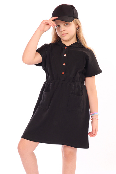 Toontoy Rochie K cu glugă pentru fetiță, cu talie elastică, cu două buzunare ...