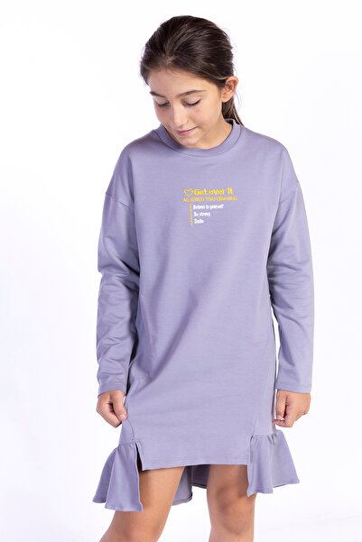 Toontoy Κοριτσίστικο φόρεμα με λαιμόκοψη άνοιγμα με λεπτομέρεια βολάν και κεντημένο σχέδιο