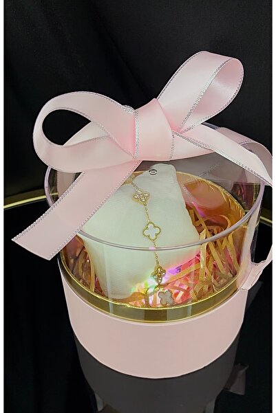 PRİDE COLLECTİON Van Cleef Bileklikli Pembe Ledli Silindir Hediye Kutusu