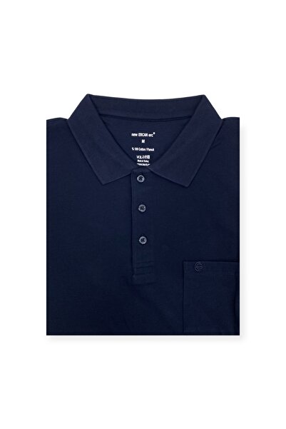 ercan triko Ercan Klasik Polo Yaka Pike Dokuma Cepli Lacivert T-shirt 7001