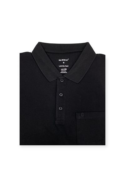 ercan triko Ανδρικό μπλουζάκι Ercan Classic Polo Neck Pique Woven Pocket Μαύρο Χρώμα 7001