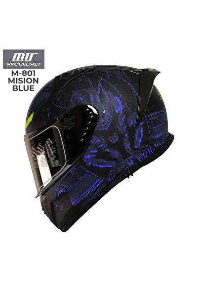 MTS M-801 MİSSİON BLUE FULFACE MOTOSİKLET KASKI FİBER GLASS