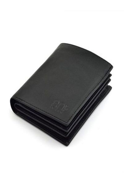 Ö ÖZMERT ASKERİ MALZEME Men's Classic Leather Wallet - Memory Ring Black