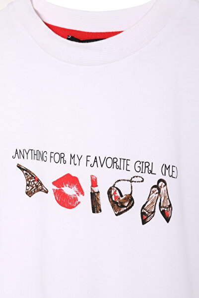 Quzu Κοντομάνικο μπλουζάκι με λευκό σχέδιο