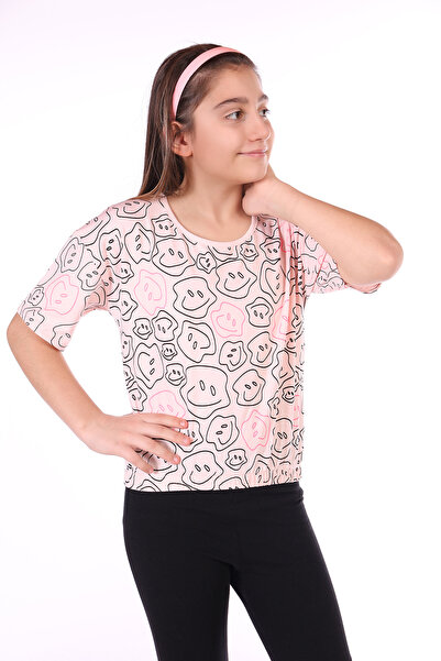 Toontoy Fată - Tricou complet cu fața zâmbitoare cu imprimeu