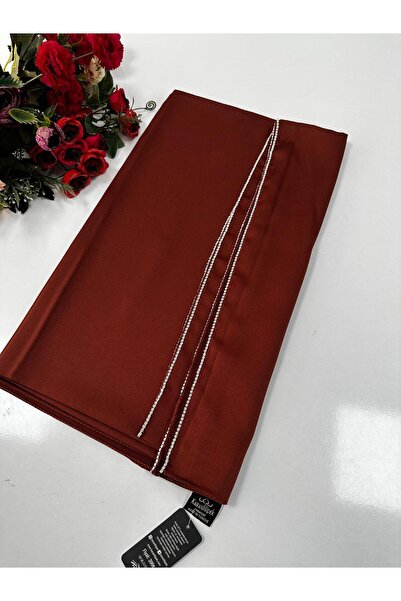 LadyCoco Şal de mătase Dubai cu pietre de culoare castaniu JJ0210