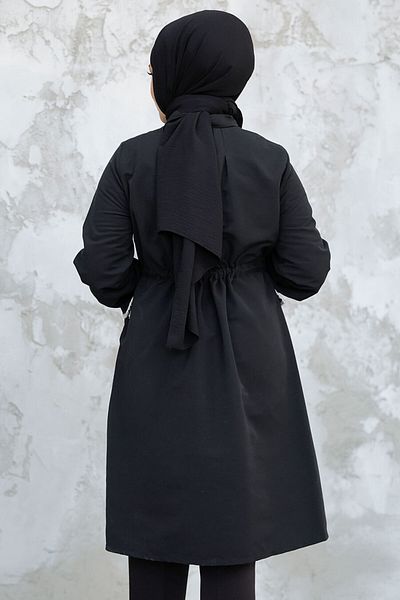 Neva Style Șapcă neagră hijab cu nasturi 91781S
