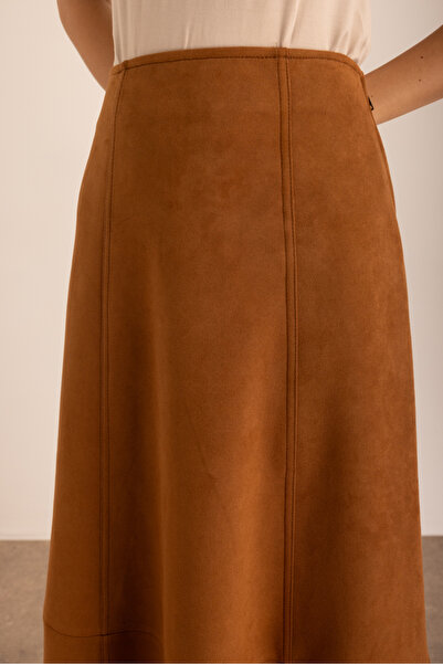 Aker Kup Detaylı Süet Evaze Etek