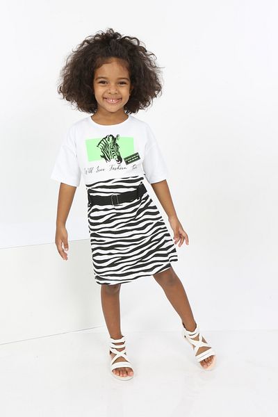 Toontoy Girl's Zebra Printed Dress