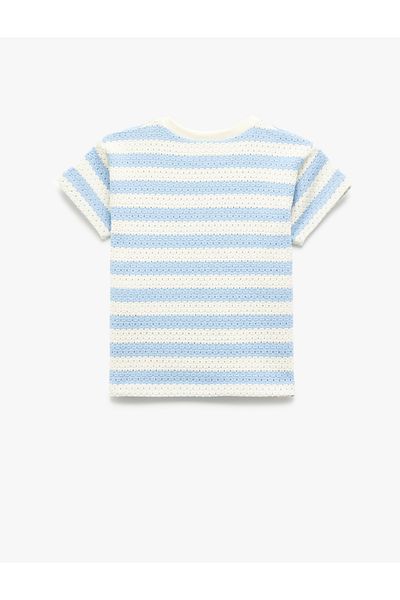 Koton Short Sleeve Crew Neck Striped Jacquard T-Shirt