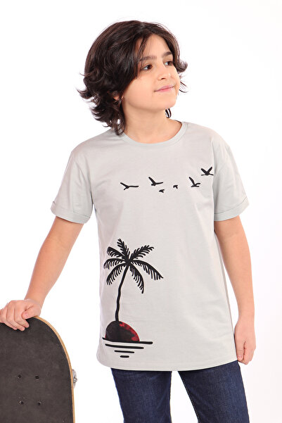 Toontoy Tricou Palmiya și Pasăre cu imprimeu pentru băieți