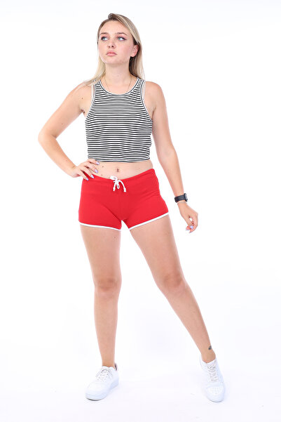 Toontoy Women's Shorts with Elastic Waist - Piping Detail
