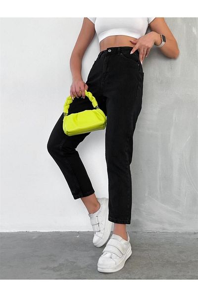 LİMABEL Gizem Milano Noul sezon Ivan Queen Madgırl Black Mom Jeans Pantaloni Lycra Colorfast Black
