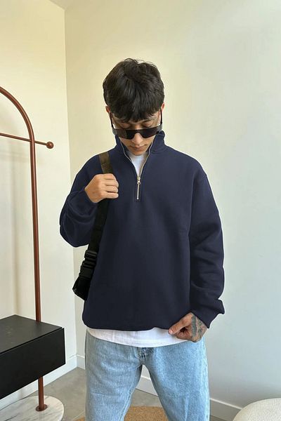 BayBayan Men's Half Zip Thick Winter Premium Model Sweatshirt