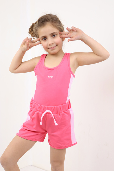 Toontoy Set pantaloni scurți pentru fetiță cu detaliu brodat