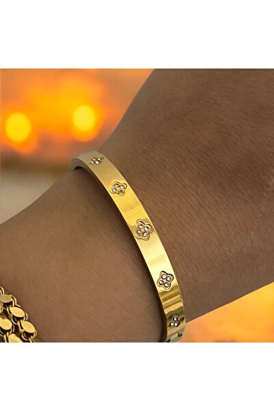 By Semra Bebe Boy 15 Cm ( Ince Bilekler Için ) Zirkon Taşlı 6 Mm Kalınlık Çel...