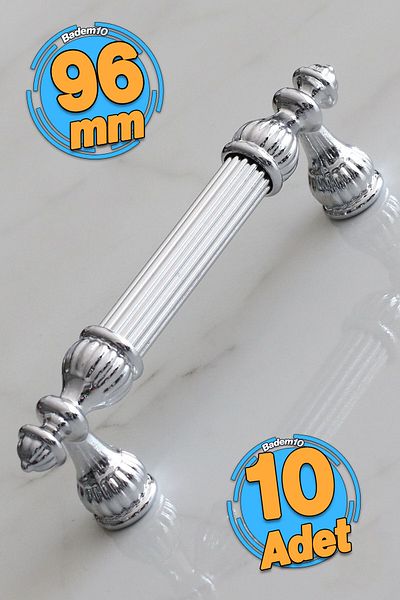 Badem10 10 buc. Shah 96 mm culoare crom metal capac dulap mobilier bucătărie sertar dulap mâner mâner