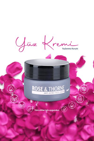 ROSE & THORNE Anti-Aging Face Cream - Firming Care with Rose Water, Rosehip Oil, Hyaluronic Acid