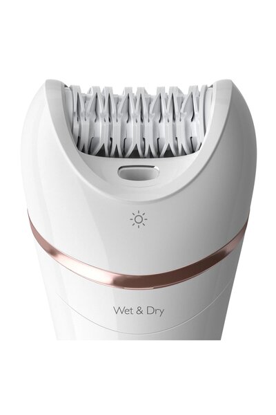 Philips Philips Wet and Dry Epilator Series 8000 BRE730/10, 7 accessories, 2 speeds, opti-light, Silver