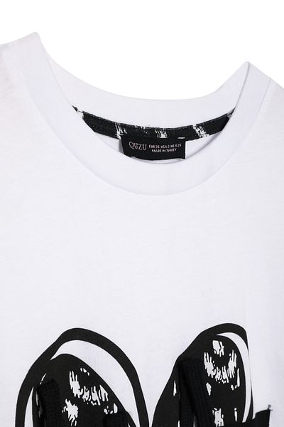 Quzu Tricou alb cu maneca scurta - imprimat cu inima