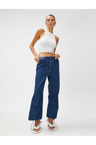 Koton Denim Parachute Trousers with Pockets, Waist and Leg with Stopper, Cotton