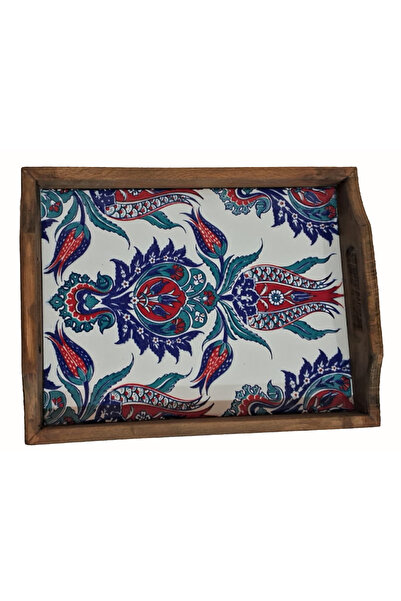 PUFFIN إطار خشبي (زان مجفف)، بلاط سيراميك، صينية تقديم وعرض (20×25)