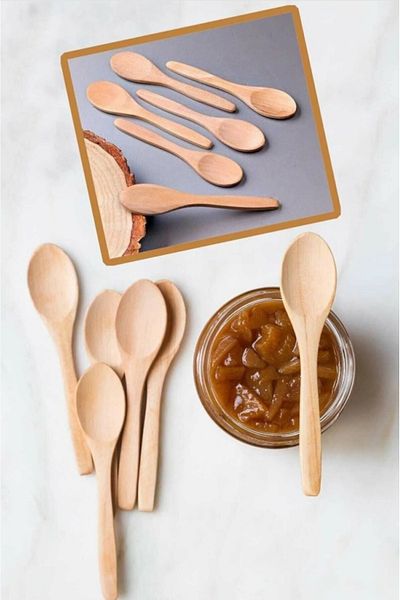 ŞAKİLATA CONCEPT Set of 6 Lux Wooden Spice Spoons 13 cm