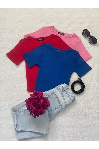 Wearflawless Γυναικείο μπλουζάκι με λαιμόκοψη 3 τεμαχίων από βαμβακερό πλεκτό καμιζόλα
