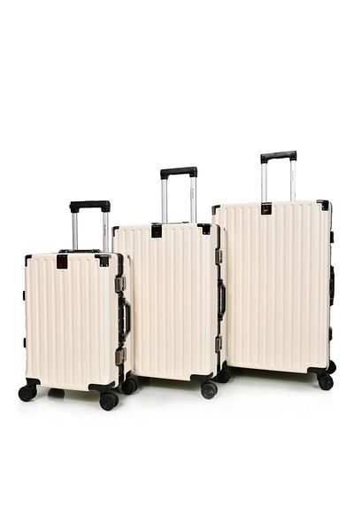 MORANO 3-Piece Unisex Morano Travel Luggage Trolley Set Beige Size 28''-24''-20'' Inches.