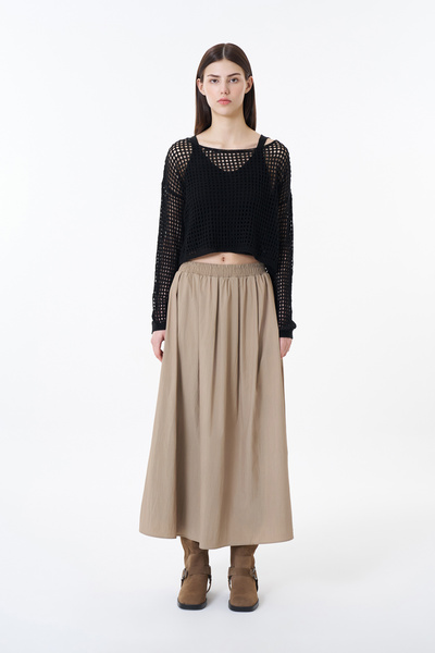 Quzu Black Openwork Double Knitwear