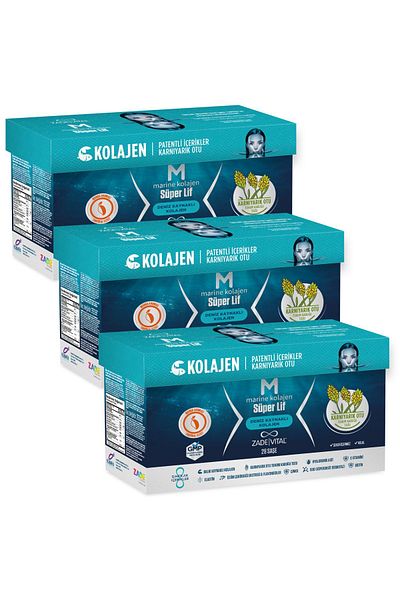 Zade Vital Marine Collagen Super Fiber - 3 Boxes of Hydrolyzed Fish Collagen (84 Powder Bags)