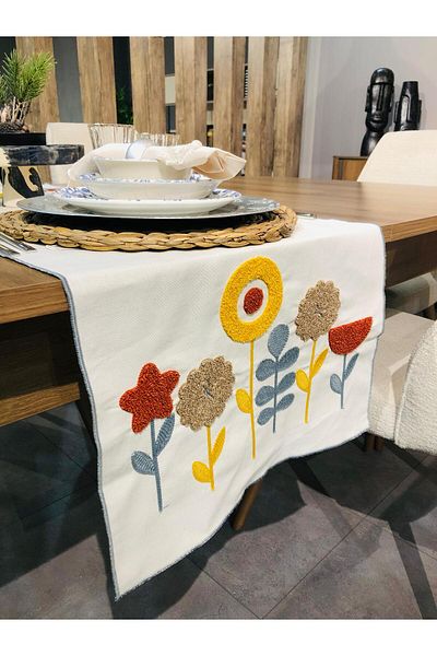 LUWİNO HOME Punch Runner Star Grey 40*140 cm