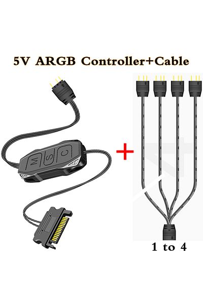 Choice محول مع كابل Coolmoon Ar-1 RGB Controller Cable 5v 3 Pin 3pin To Sata Argb Mini Controller Hu