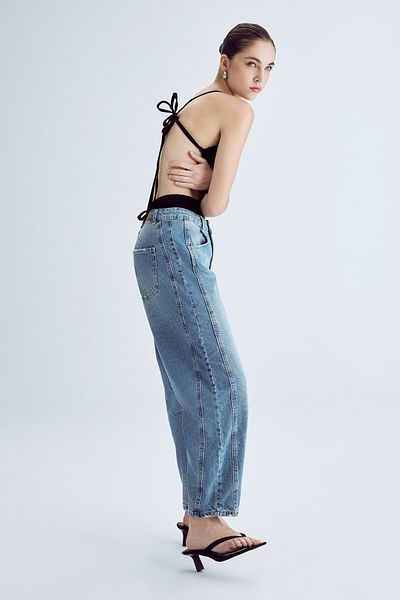 its basic G.Kot Color 2S5-31 Midrise Barrel Fit - Blugi pentru femei 100% Koton Denim