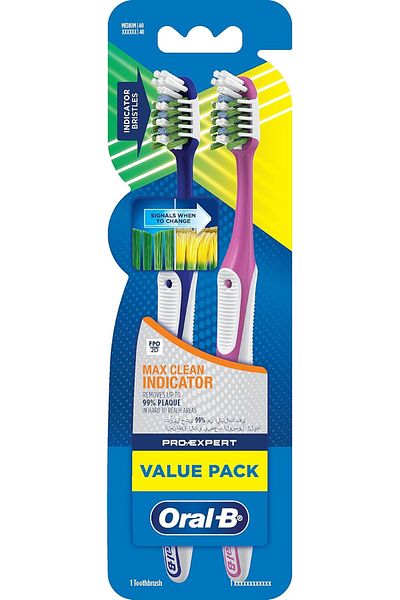 Oral-B MAX CLEAN INDICATOR 1+1 PACK SOFT/40 (0185)