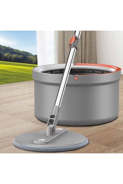 ALMUFARREJ Rotary Squeeze Mop and Bucket Microfiber Mop Pads Hand Free Wringing Floor Clean Mop with 2 Pads