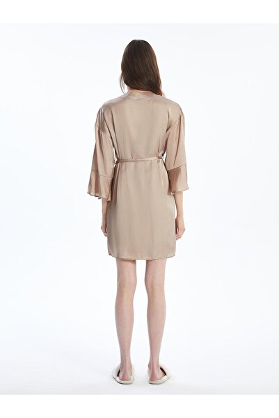 LC Waikiki Şal Yaka Düz Uzun Kollu Saten Kadın Sabahlık (W4)