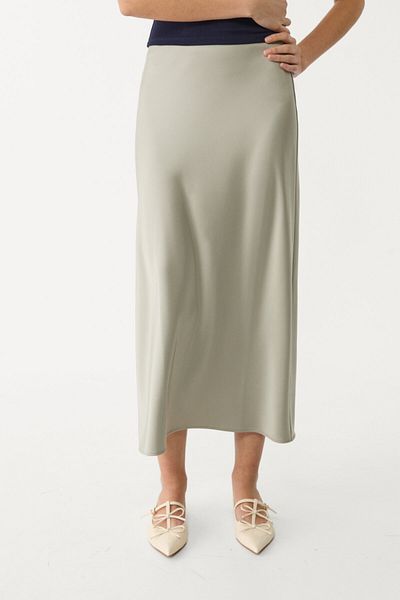 Stradivarius Satin midi skirt