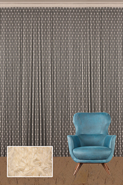 AKÇA TEKSTİL Small Pointed Model Cream Color Ready Stitched Rope Cord 100*280 cm