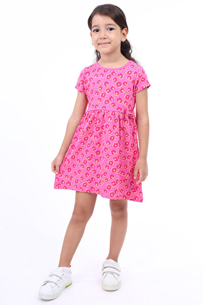 Toontoy Rochie pentru fetiță, cu detaliu de panglică în talie, cu imprimeu