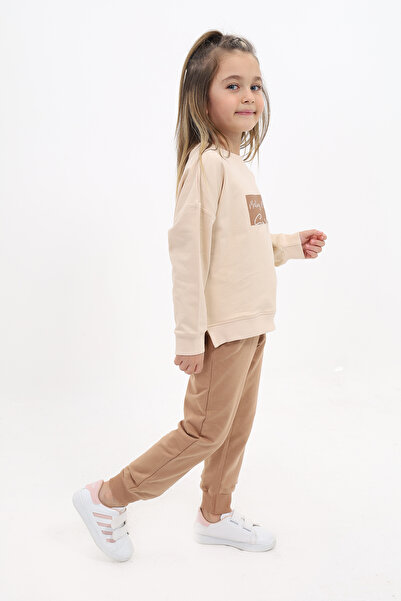 Toontoy Embroidery Detailed Girl's Tracksuit Set