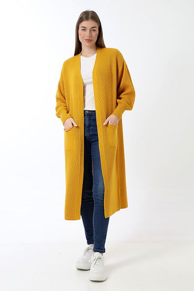 Devinka Women's Oversize Long Pocket Knitwear Cardigan