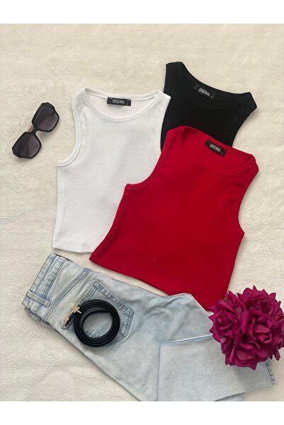 Wearflawless Bluză crop cu mânecă zero pentru femei, cu gât cu șarmuire, cu b...