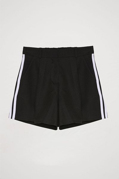 Quzu Black Shorts - Pockets and Stripe Stripe